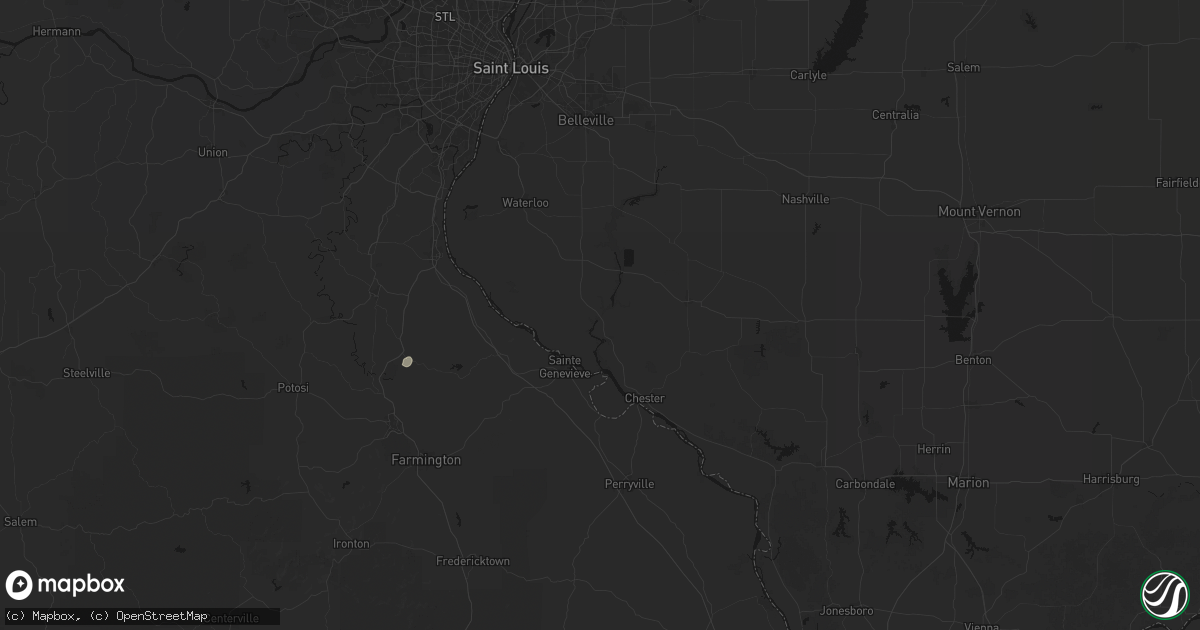 Hail map in Evansville, IL on July 3, 2026