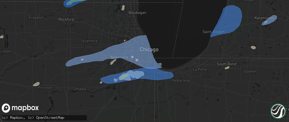 Hail map in Evergreen Park, IL on July 3, 2026