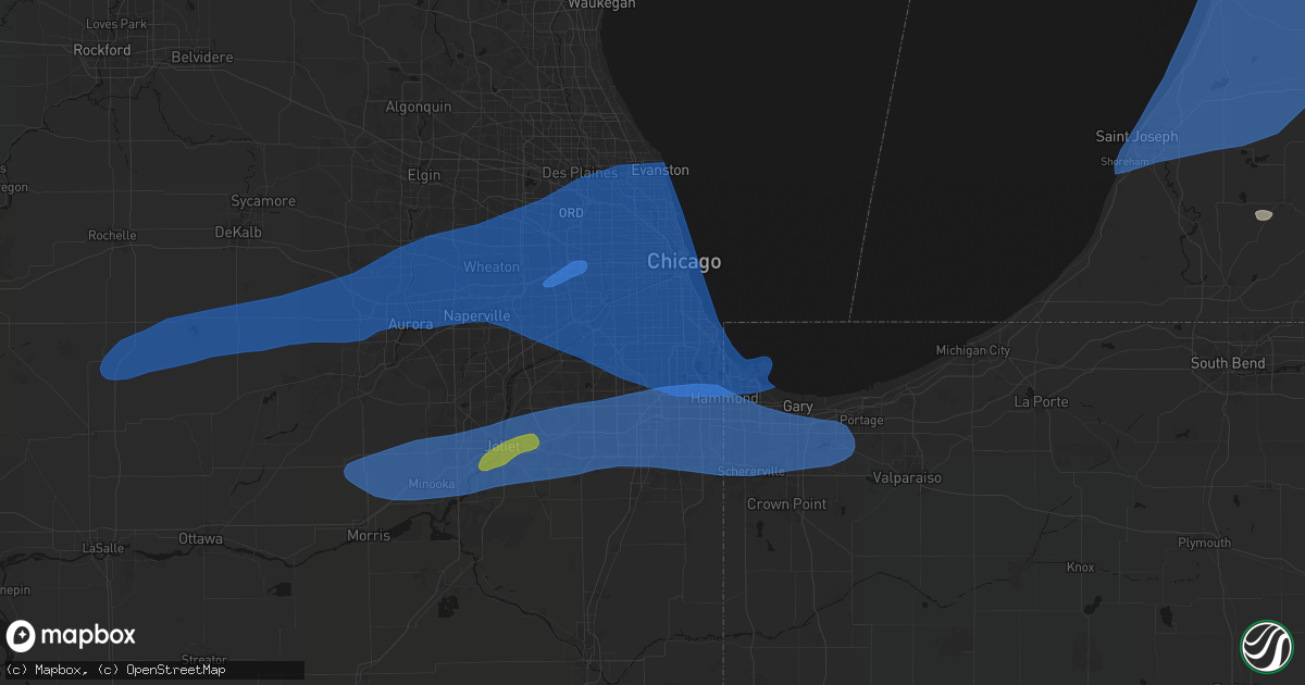 Hail map in Evergreen Park, IL on July 3, 2026