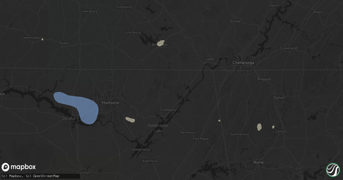 Hail map in Fackler, AL on July 3, 2026