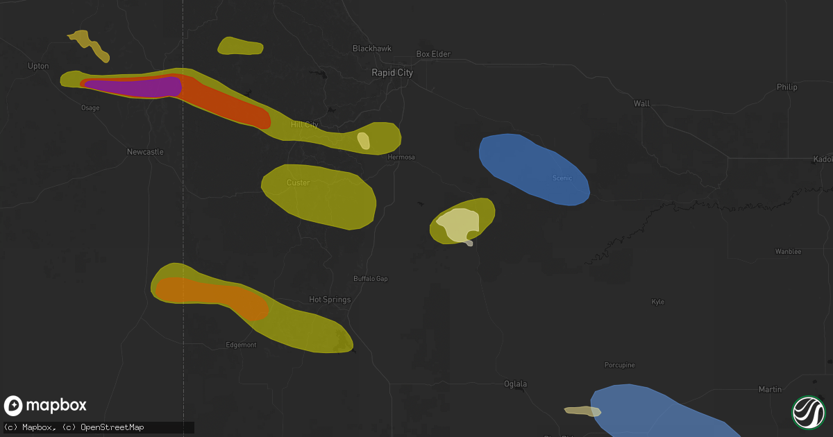 Hail map in Fairburn, SD on July 3, 2026