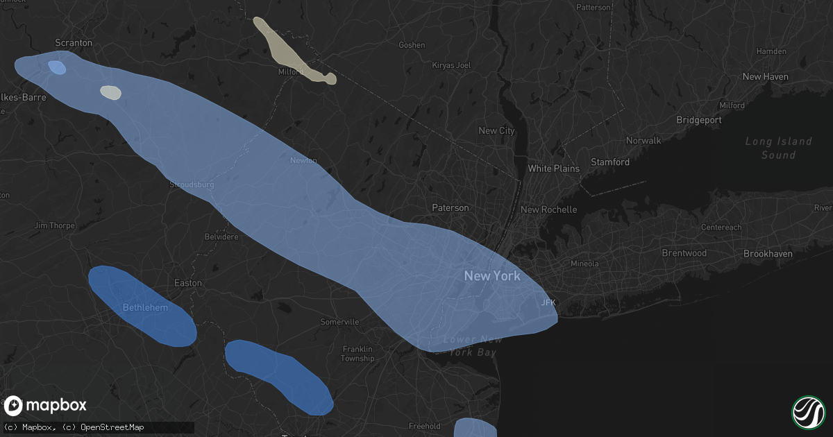 Hail map in Fairfield, NJ on July 3, 2026