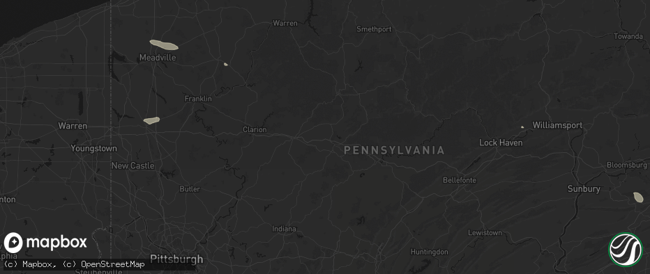 Hail map in Falls Creek, PA on July 3, 2026