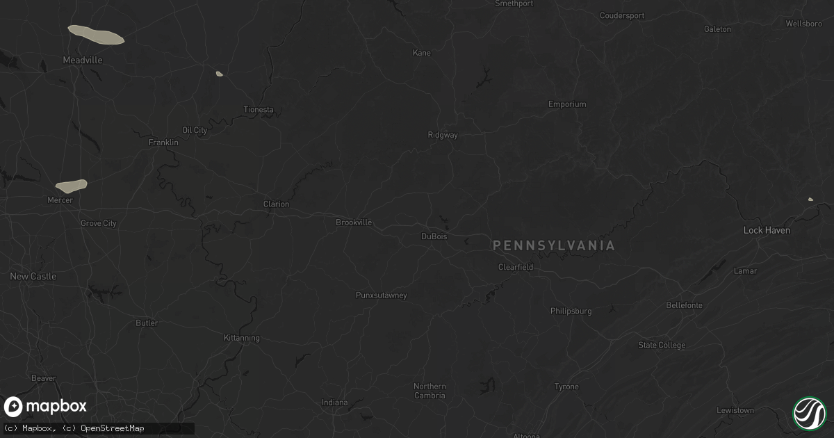 Hail map in Falls Creek, PA on July 3, 2026