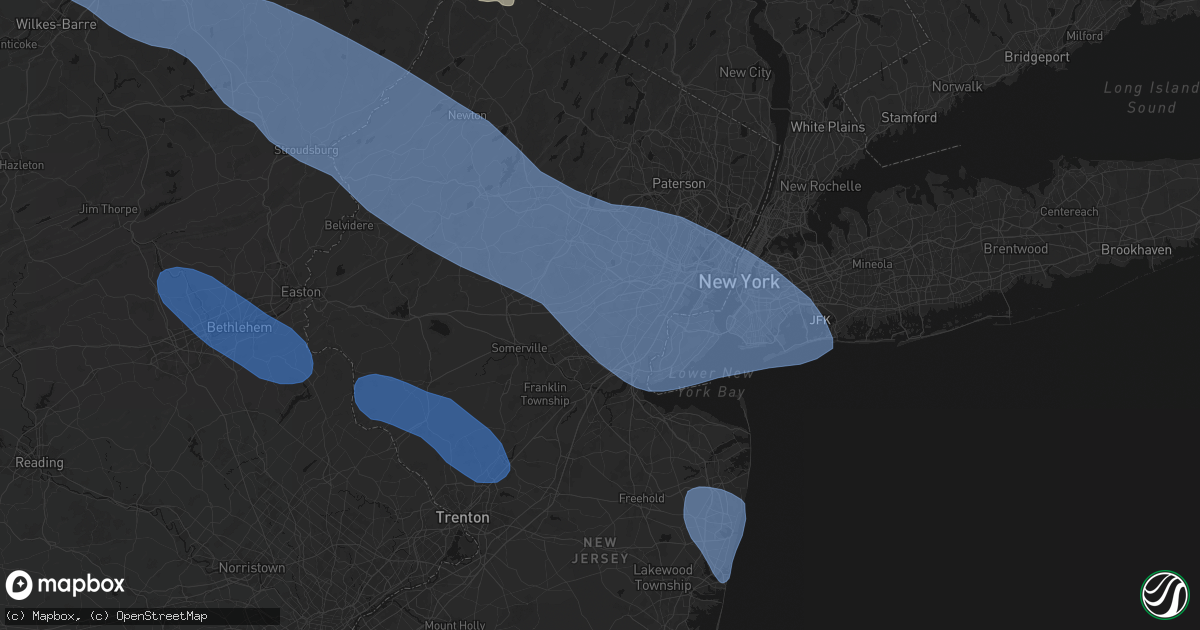 Hail map in Fanwood, NJ on July 3, 2026
