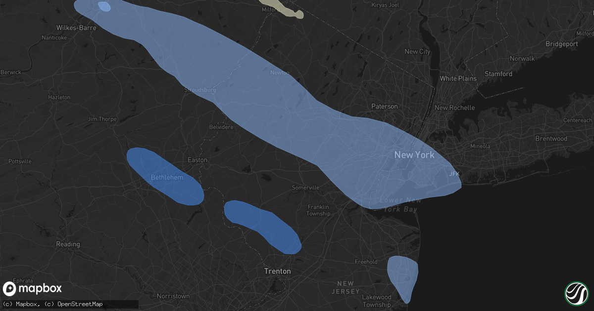 Hail map in Far Hills, NJ on July 3, 2026