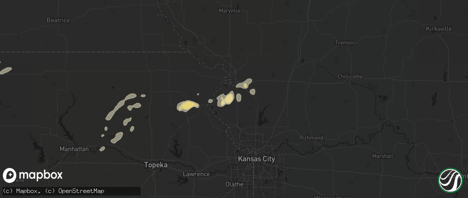 Hail map in Faucett, MO on July 3, 2026