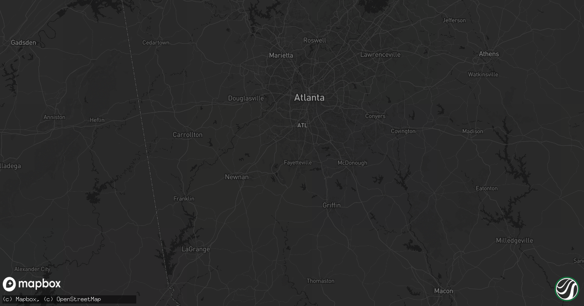 Hail map in Fayetteville, GA on July 3, 2026