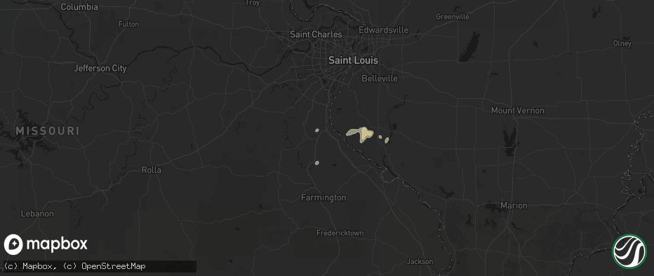 Hail map in Festus, MO on July 3, 2026