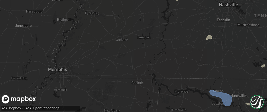 Hail map in Finger, TN on July 3, 2026