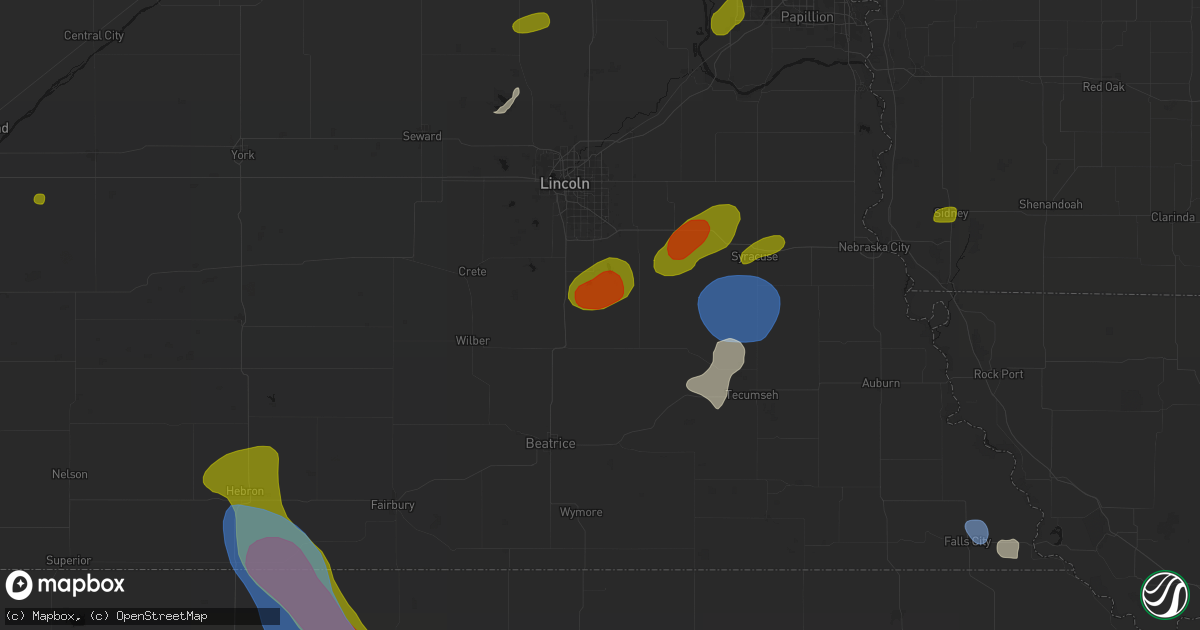 Hail map in Firth, NE on July 3, 2026