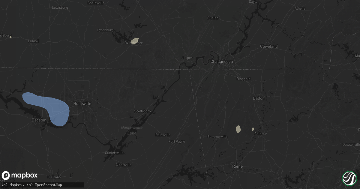 Hail map in Flat Rock, AL on July 3, 2026
