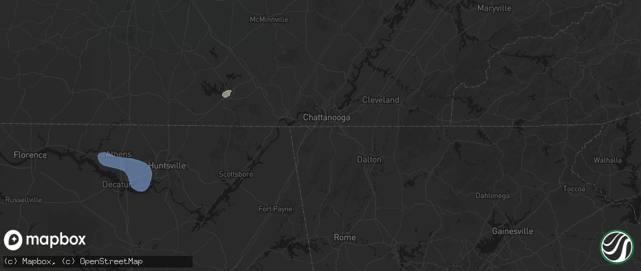Hail map in Flintstone, GA on July 3, 2026