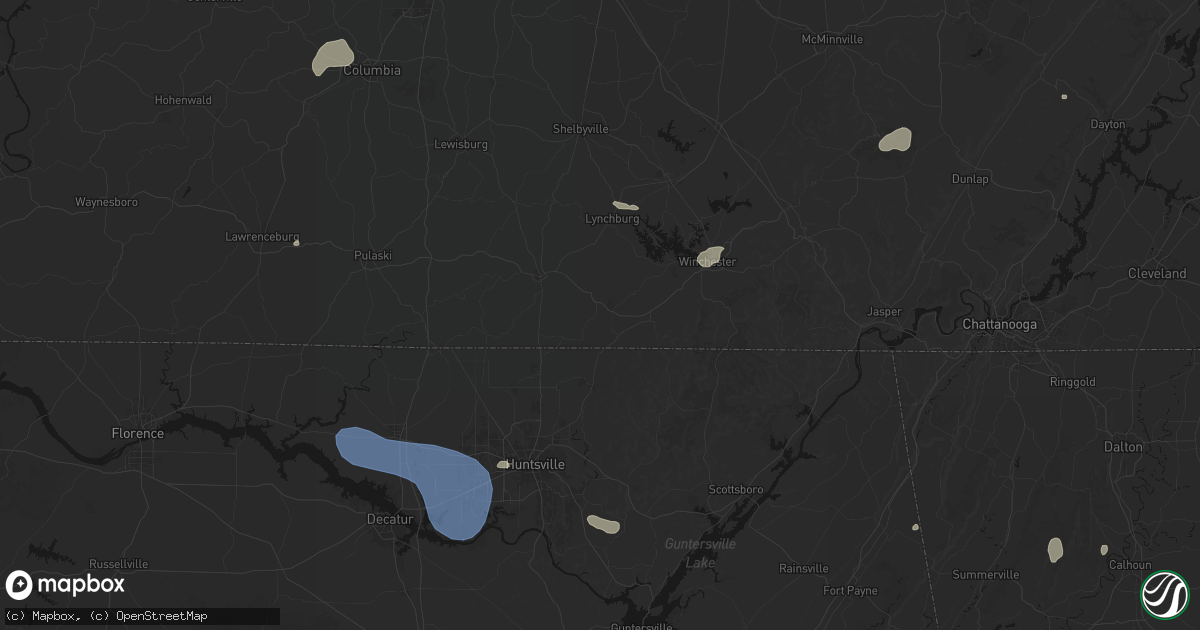 Hail map in Flintville, TN on July 3, 2026
