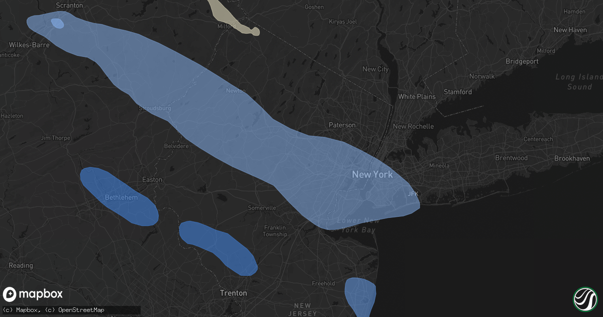 Hail map in Florham Park, NJ on July 3, 2026