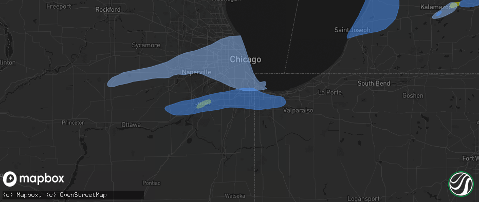 Hail map in Flossmoor, IL on July 3, 2026