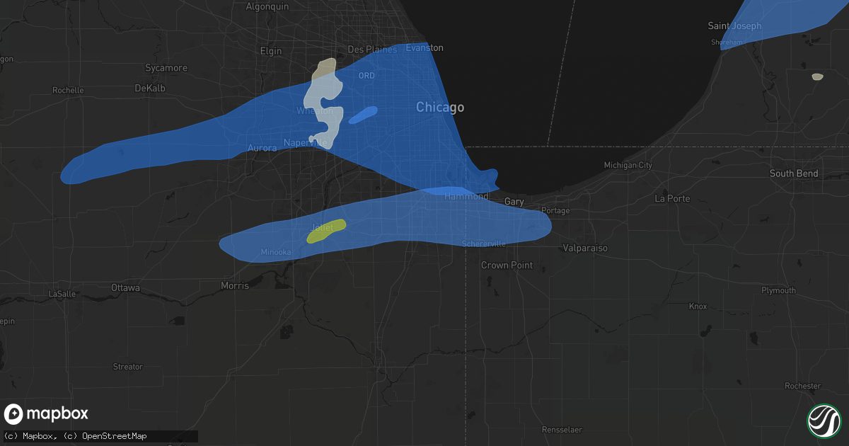 Hail map in Flossmoor, IL on July 3, 2026