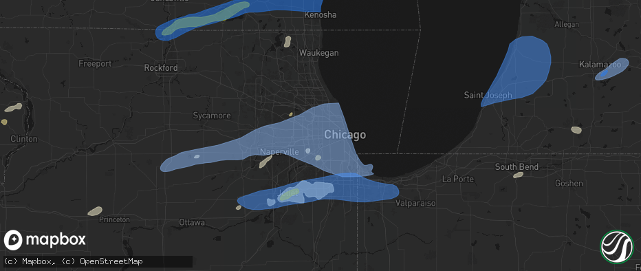 Hail map in Forest Park, IL on July 3, 2026