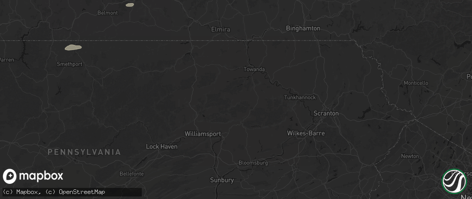 Hail map in Forksville, PA on July 3, 2026