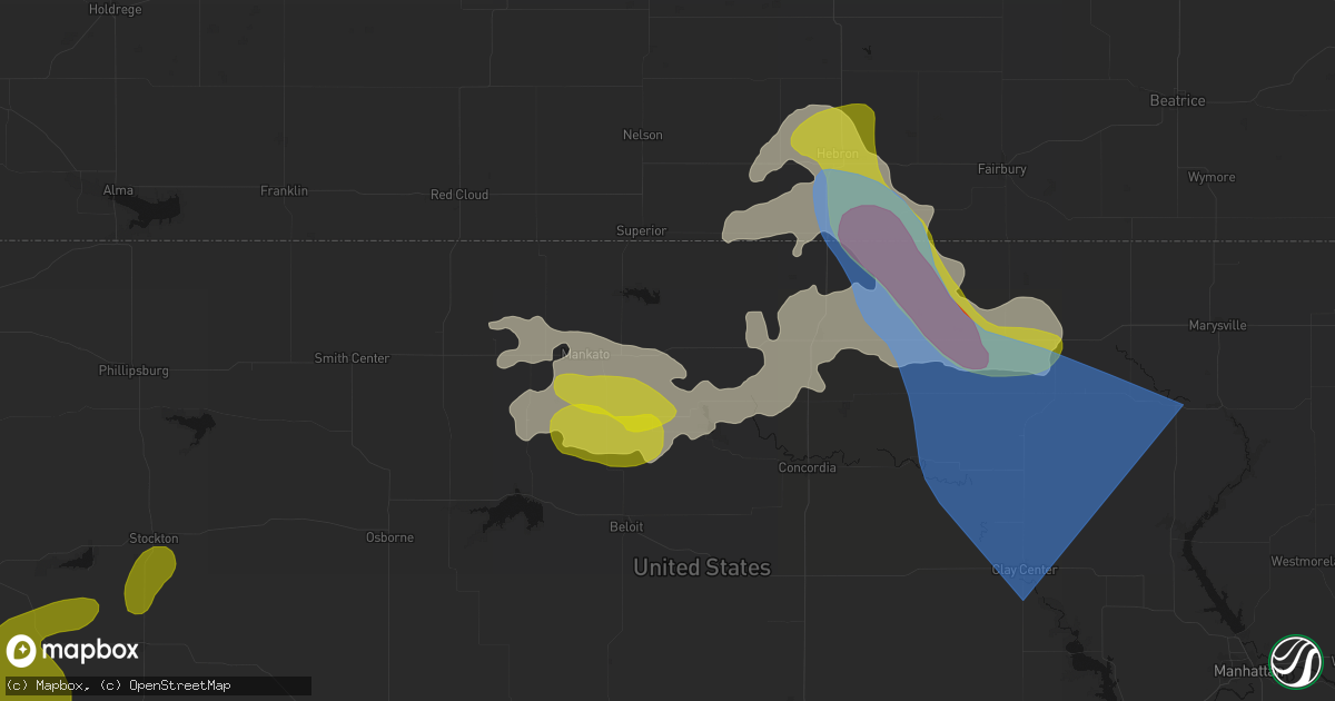 Hail map in Formoso, KS on July 3, 2026
