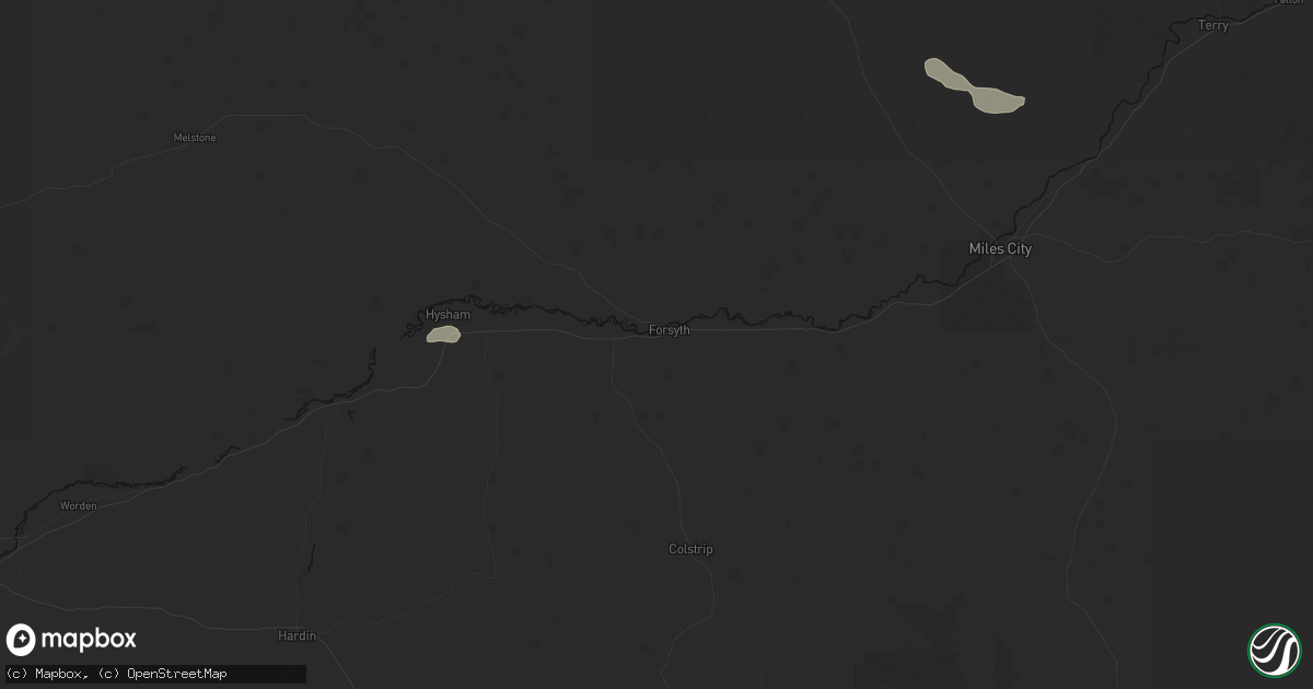 Hail map in Forsyth, MT on July 3, 2026