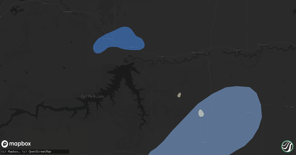 Hail map in Fort Peck, MT on July 3, 2026