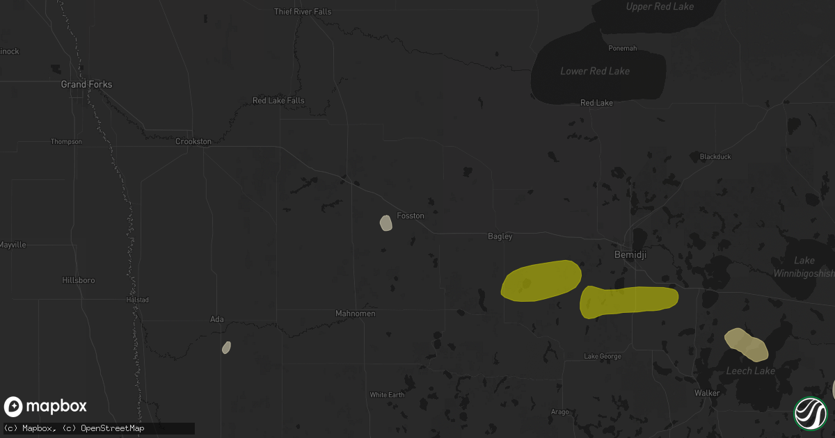 Hail map in Fosston, MN on July 3, 2026