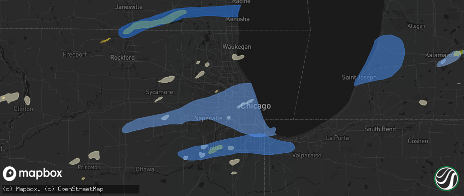 Hail map in Franklin Park, IL on July 3, 2026