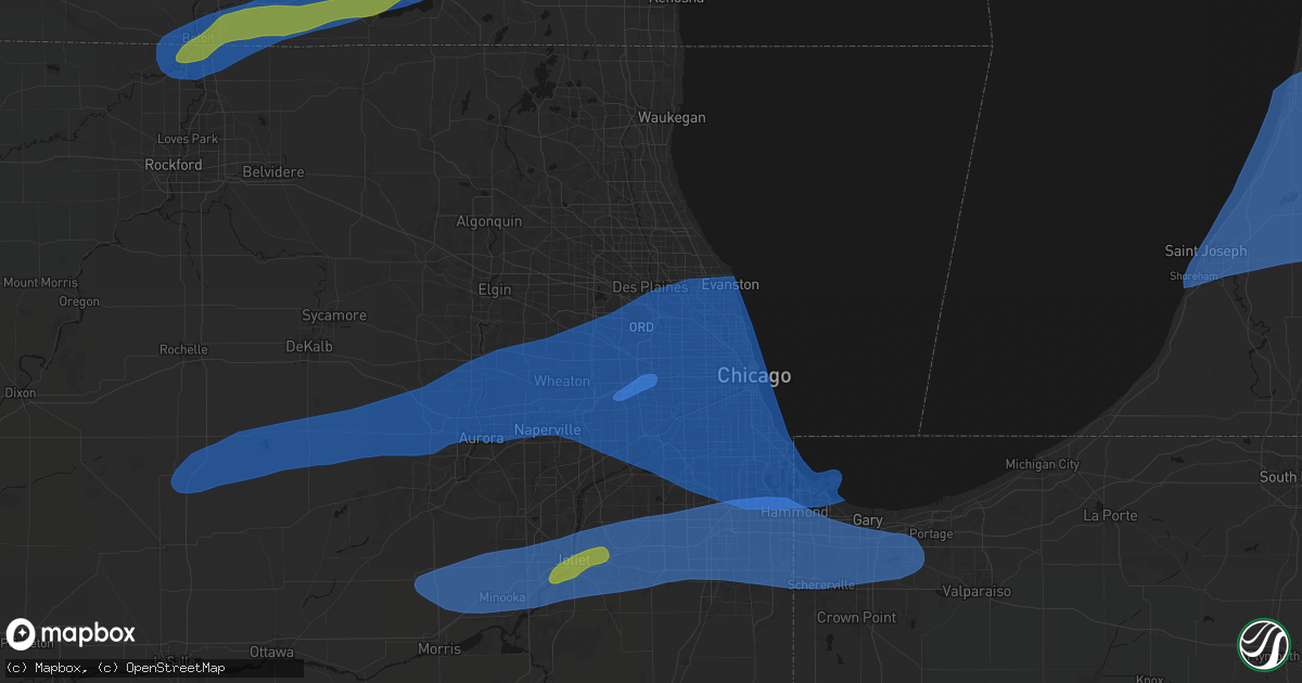 Hail map in Franklin Park, IL on July 3, 2026