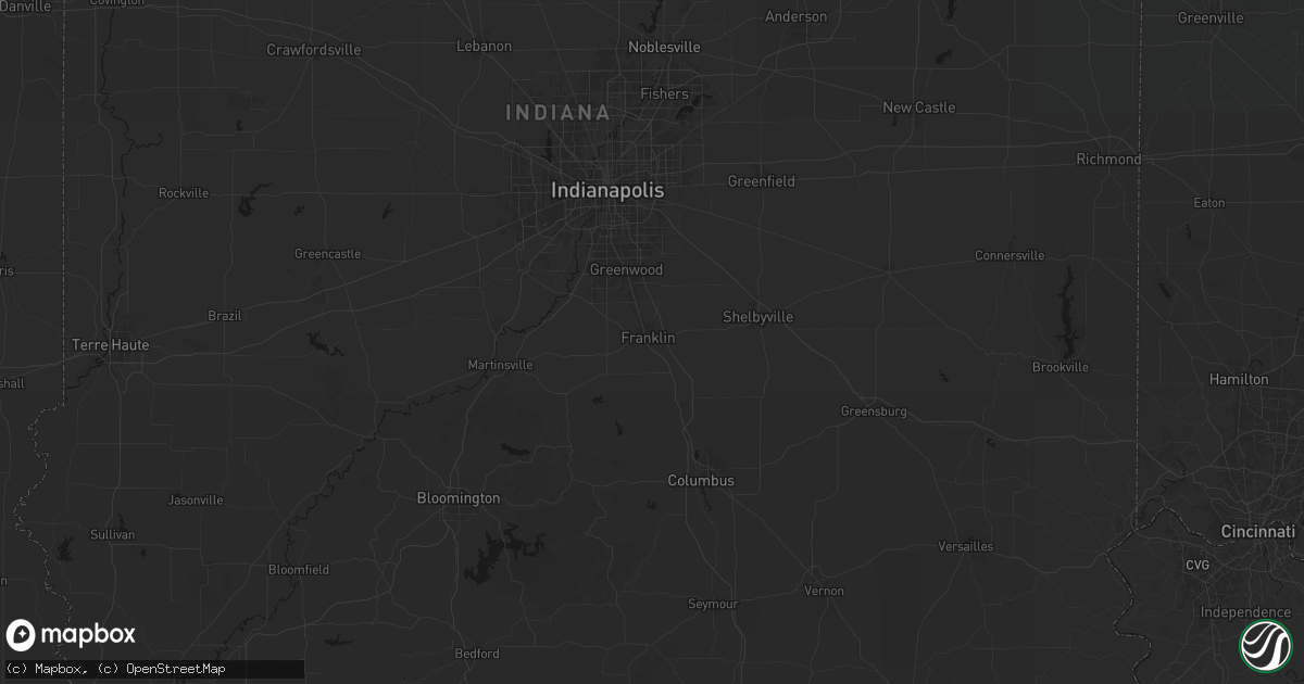 Hail map in Franklin, IN on July 3, 2026