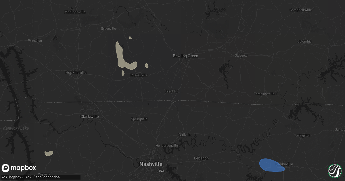 Hail map in Franklin, KY on July 3, 2026