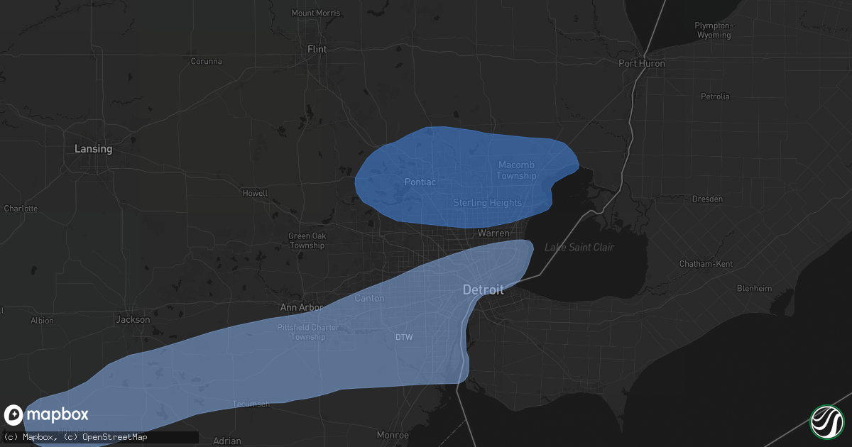 Hail map in Franklin, MI on July 3, 2026