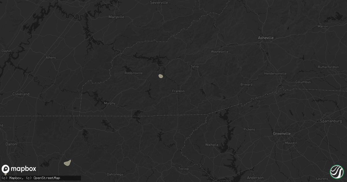 Hail map in Franklin, NC on July 3, 2026