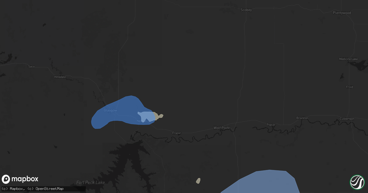 Hail map in Frazer, MT on July 3, 2026