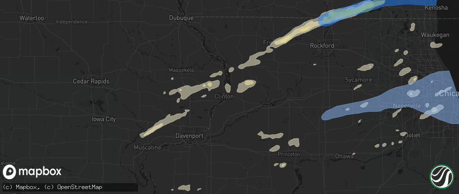 Hail map in Fulton, IL on July 3, 2026