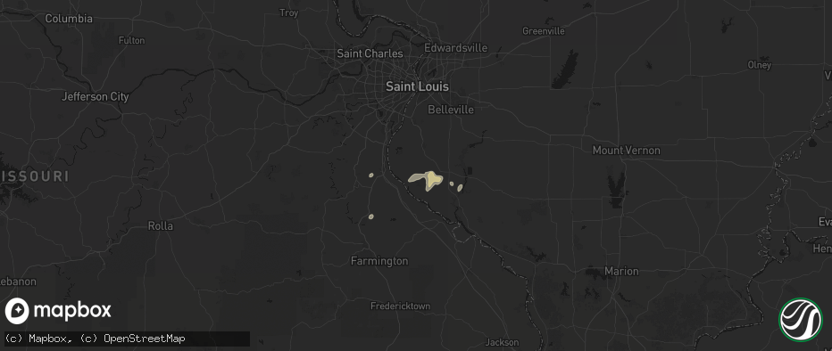 Hail map in Fults, IL on July 3, 2026