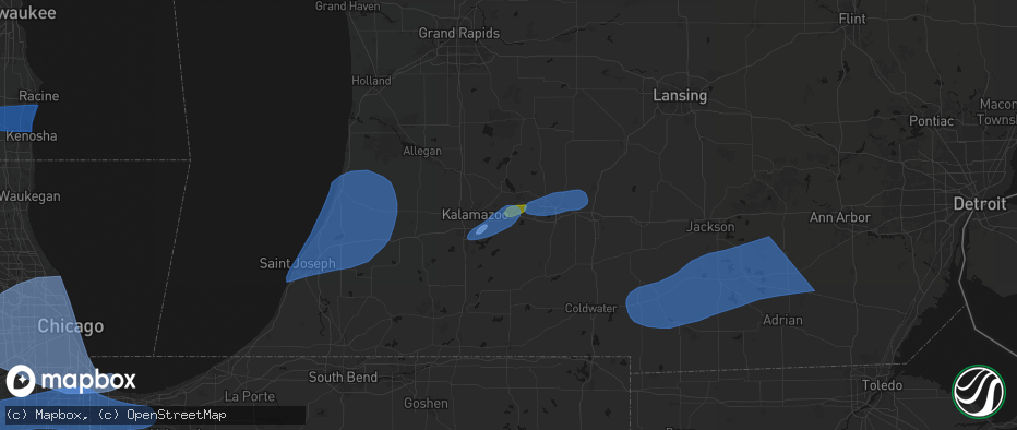 Hail map in Galesburg, MI on July 3, 2026
