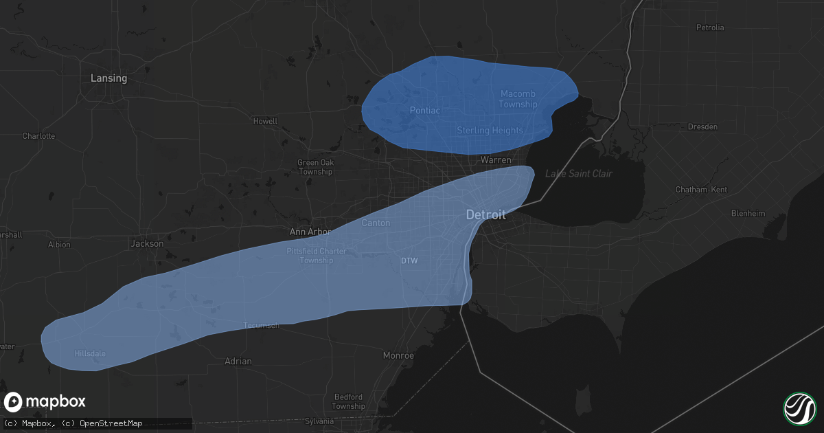 Hail map in Garden City, MI on July 3, 2026