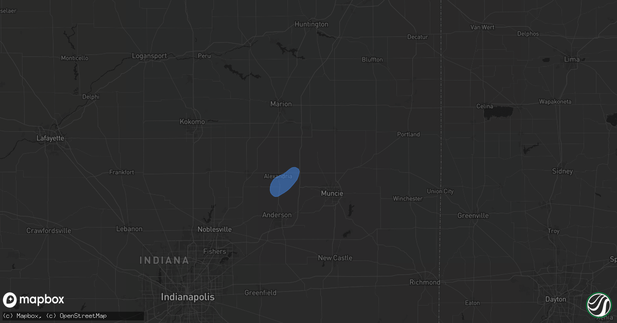 Hail map in Gaston, IN on July 3, 2026