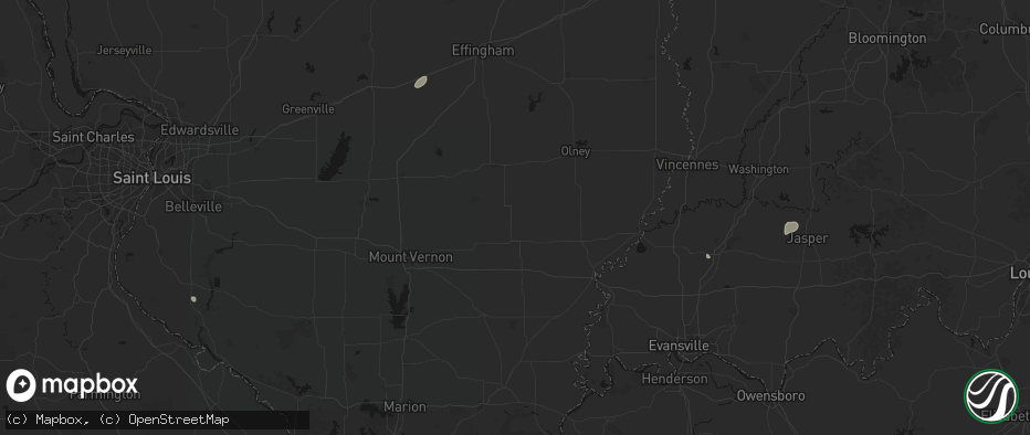 Hail map in Geff, IL on July 3, 2026