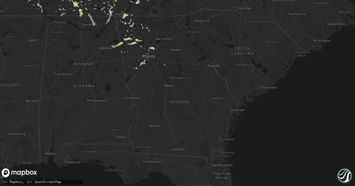 Hail map in Georgia on July 3, 2026