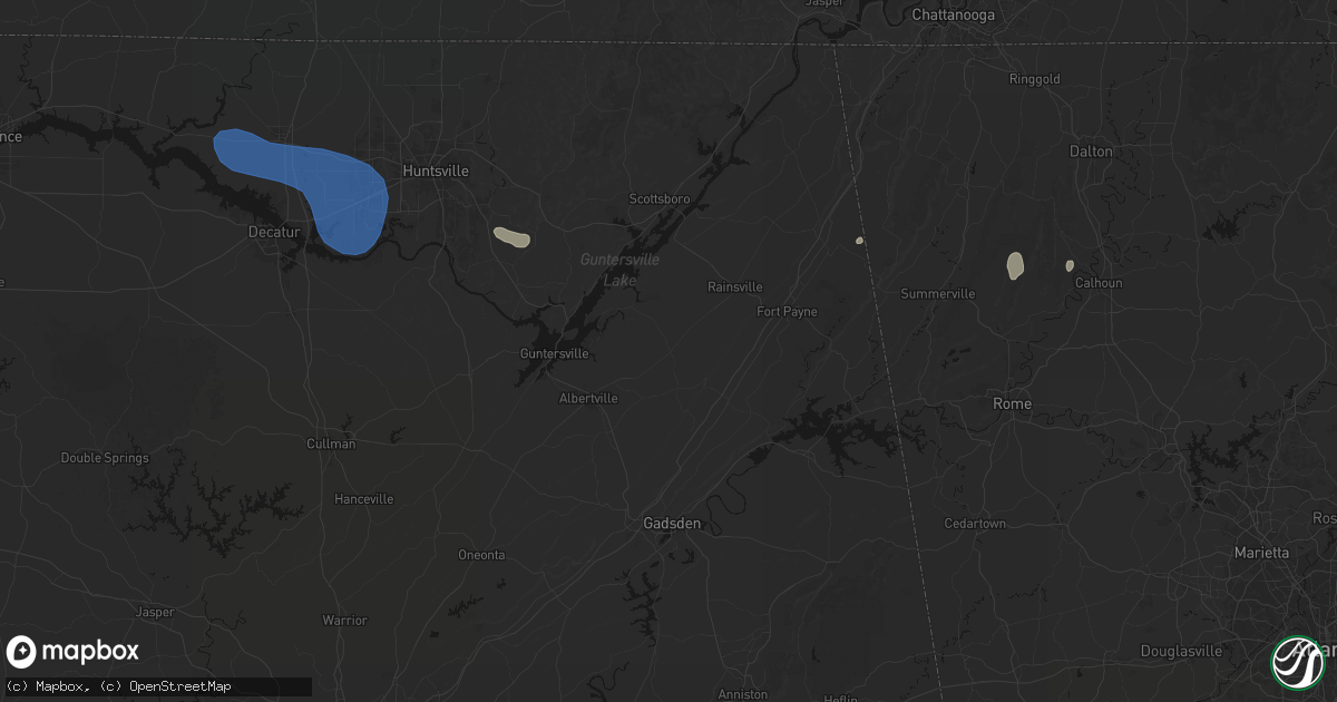 Hail map in Geraldine, AL on July 3, 2026