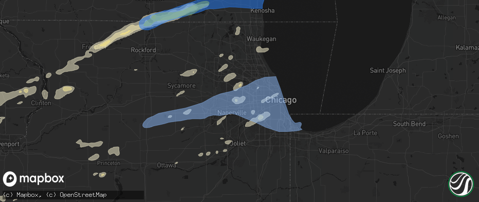 Hail map in Glen Ellyn, IL on July 3, 2026