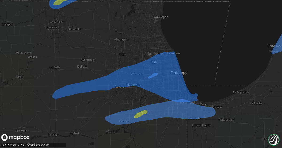 Hail map in Glen Ellyn, IL on July 3, 2026