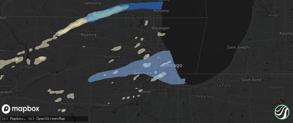 Hail map in Glendale Heights, IL on July 3, 2026