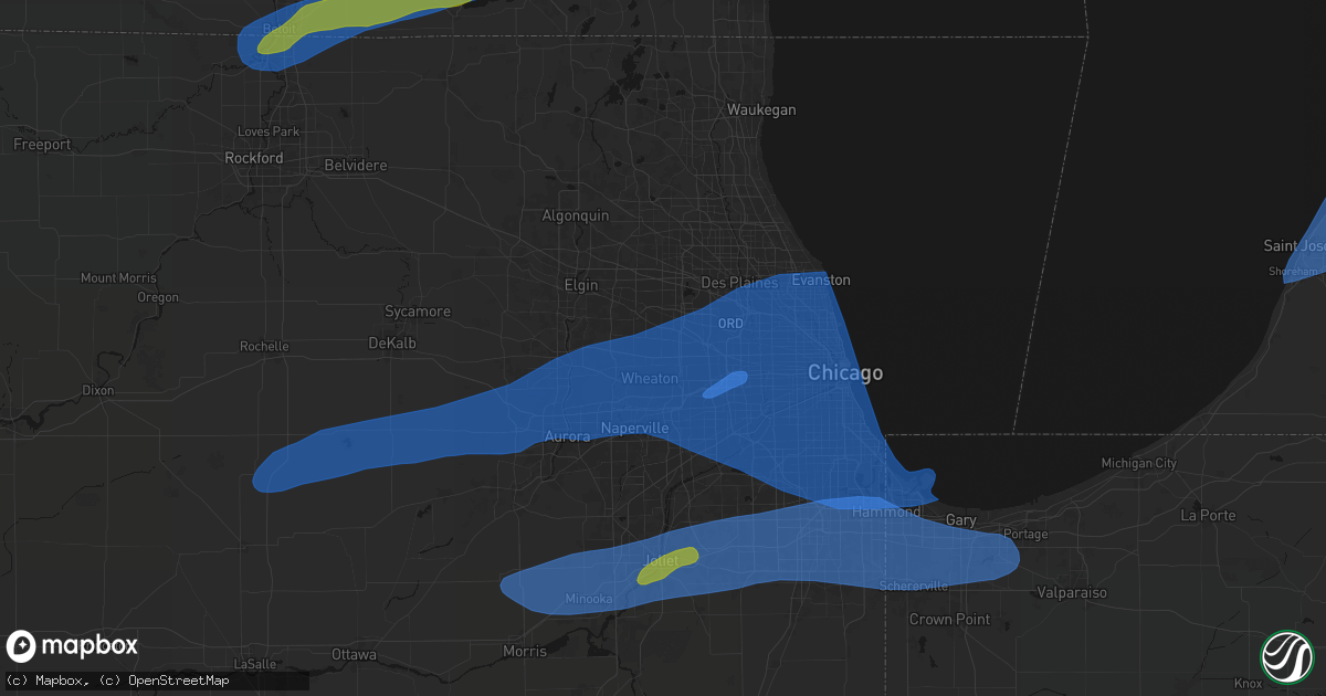 Hail map in Glendale Heights, IL on July 3, 2026