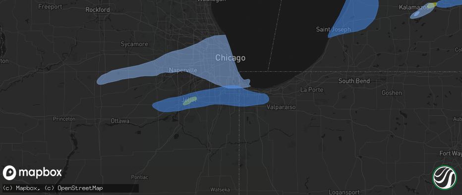 Hail map in Glenwood, IL on July 3, 2026
