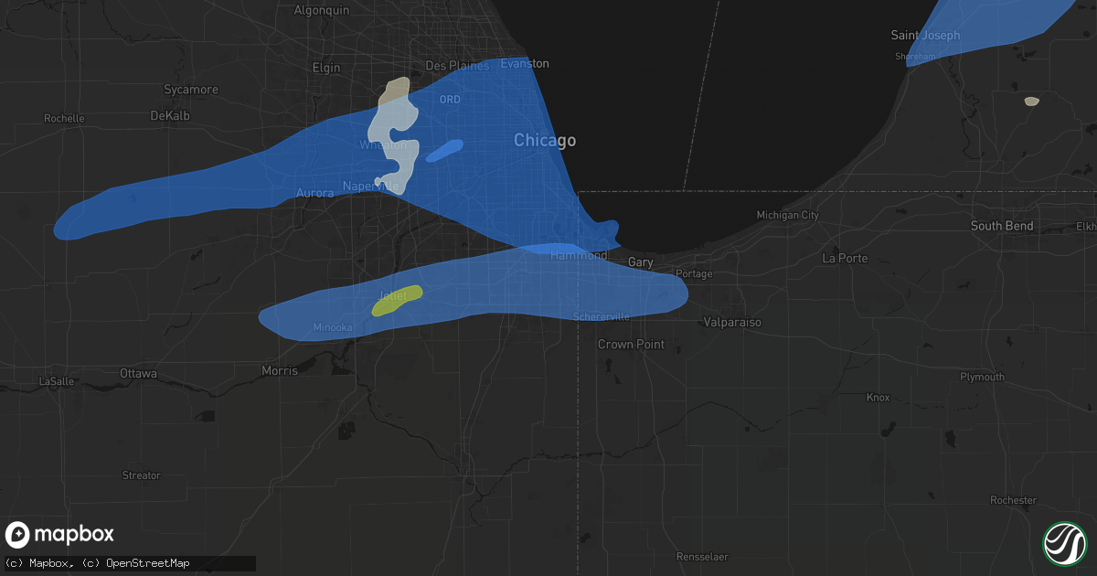 Hail map in Glenwood, IL on July 3, 2026