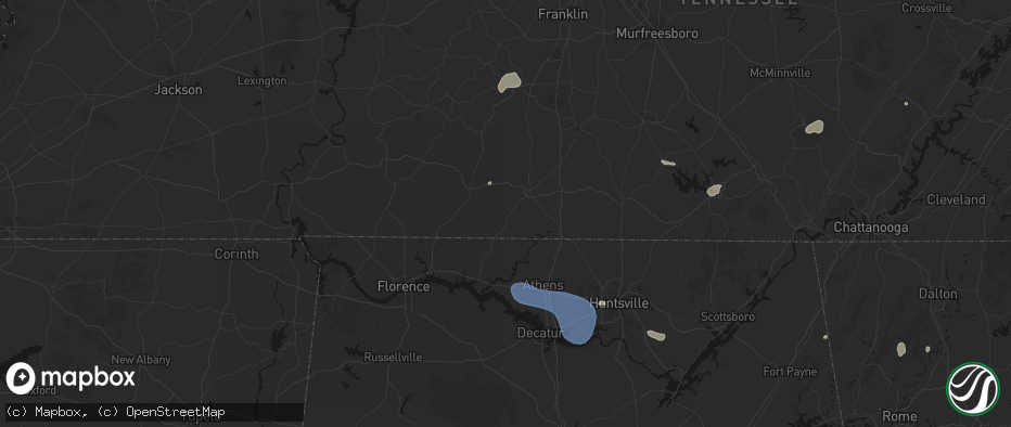 Hail map in Goodspring, TN on July 3, 2026