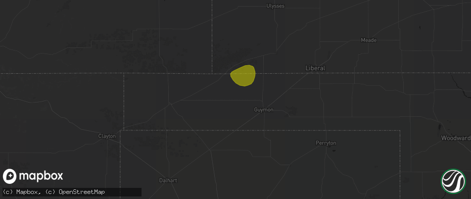 Hail map in Goodwell, OK on July 3, 2026